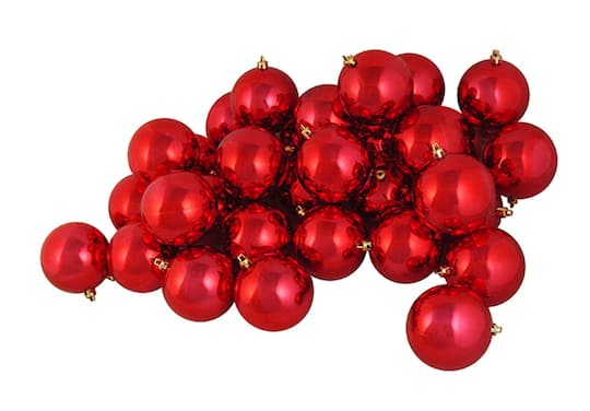 60ct Shiny Red Hot Shatterproof Ball Ornaments